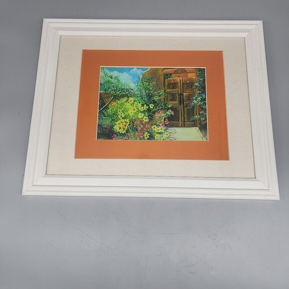 White Framed Floral Water Painting Signed Jayce 12x15" Wall Hanging Art - Picture 1 of 6